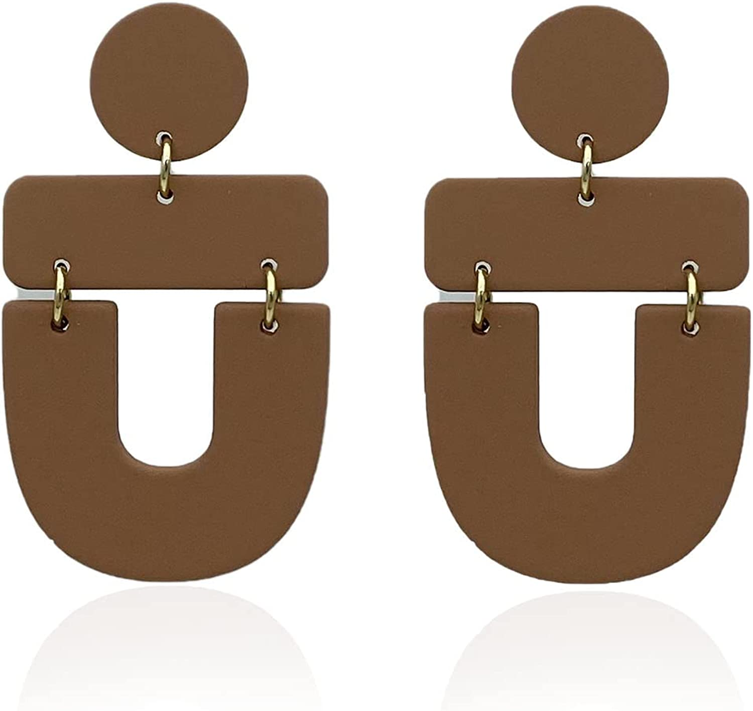 Geometric Clay Earrings for Women, Irregular Handmade Polymer Earrings, Boho U Shape Earrings, Personality Jewelry Gifts