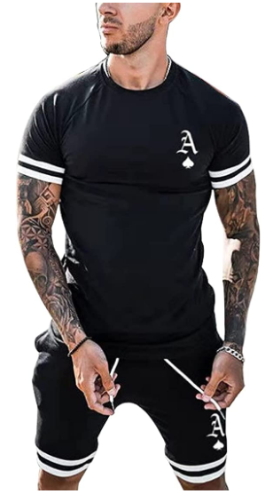 Men's Statement Tracksuit Summer Outfit 2 Piece Short Sleeve T-Shirt and Shorts Fashion Casual Tracksuit Set